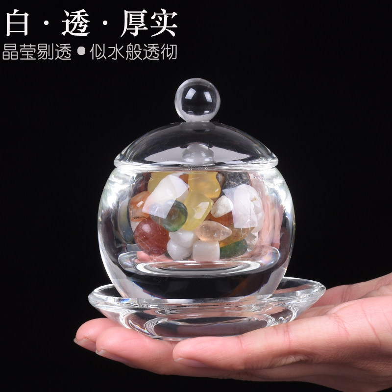 水晶禅定供杯大悲咒心经圣水杯招财荷花佛供杯地藏水药师咒净水杯