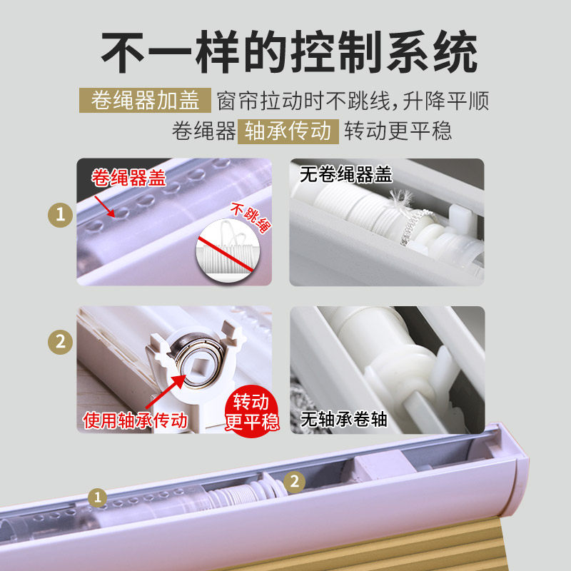 无绳推拉蜂巢帘遮阳隔热蜂窝帘风琴帘免打孔折叠防水遮光百叶窗帘