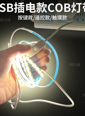 5v低压usb插电cob灯带led触摸遥控自粘防水软灯线条厨房酒柜装饰