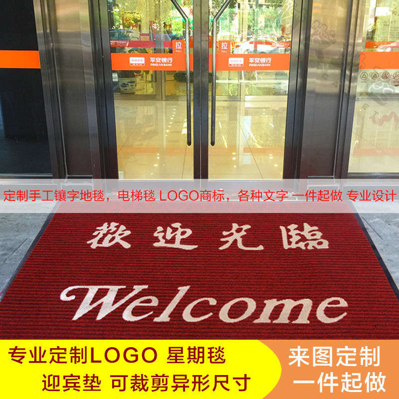 无模压印免开模订制定做印字logo喷绘PVC地毯喷丝圈地垫门口防水
