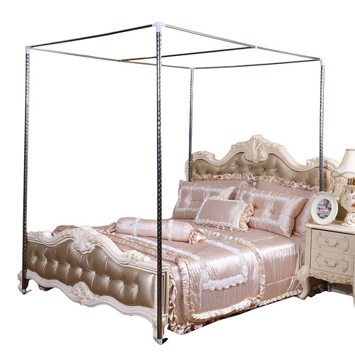 蚊帐支架杆不锈钢加粗加厚1.2m1.5米1.8双人床三开门家用宫廷落地