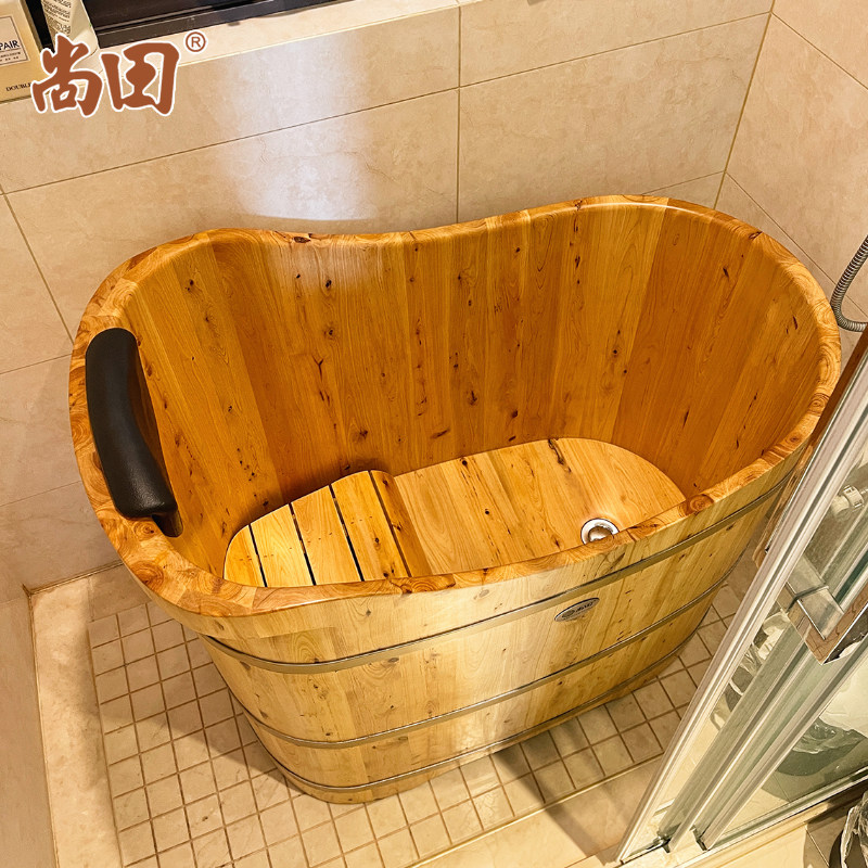尚田香柏木泡澡木桶沐浴桶实木浴缸洗澡深桶家用浴盆圆形贵妃2型