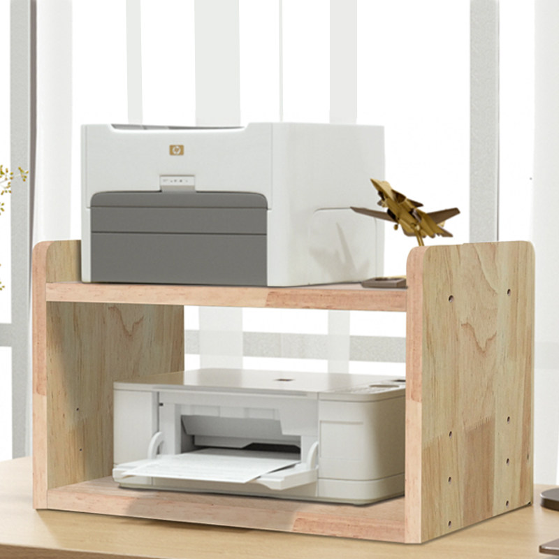 打印机置物架双层复印机收纳架桌面书架公室整理架实木支持定制