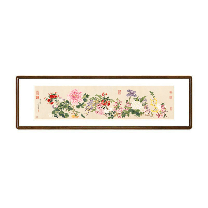 名画牡丹花挂画有框中式客厅装饰画餐厅床头花鸟画钱维城万有同春
