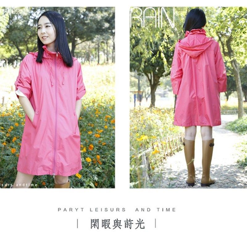 薄款雨衣防水成人风衣时尚徒步长款女式雨披带袖外套可爱水衣旅行