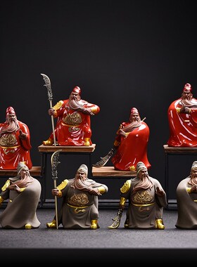 创意陶瓷关公摆件武财神关羽神像家居工艺品客厅办公室桌面装饰品