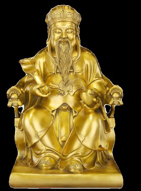 黄铜土地公土地婆神像土地财神供奉福德正神土地爷爷家用佛像摆件