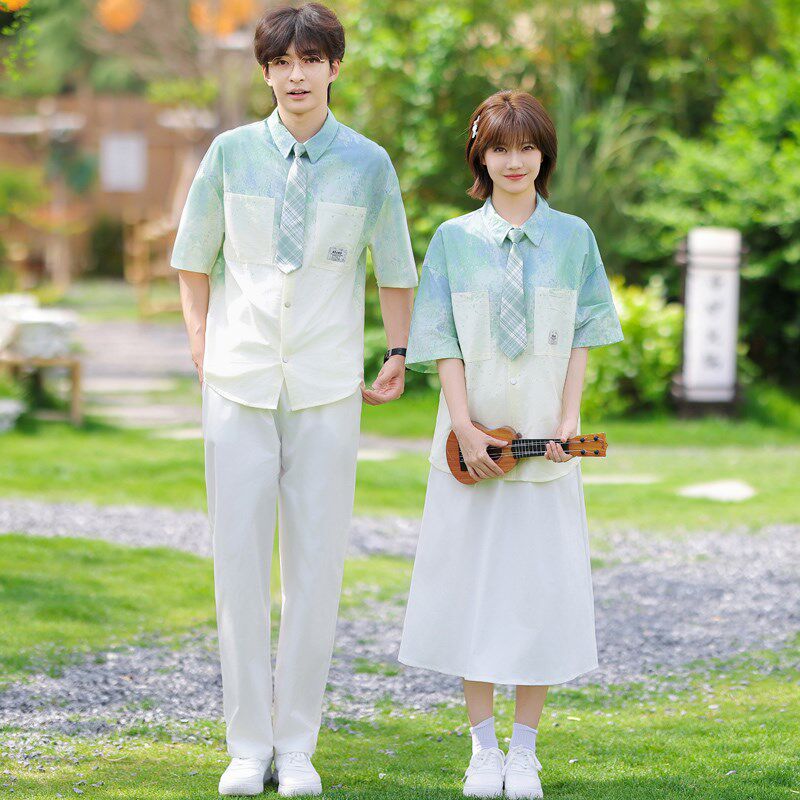 学院风班服设计感JK衬衫夏季短袖套装中学生校服毕业照舞台演出服