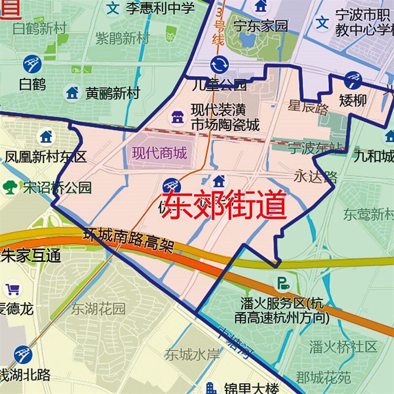 2024新款宁波市鄞州区地图贴图办公室挂图高清防水装饰画