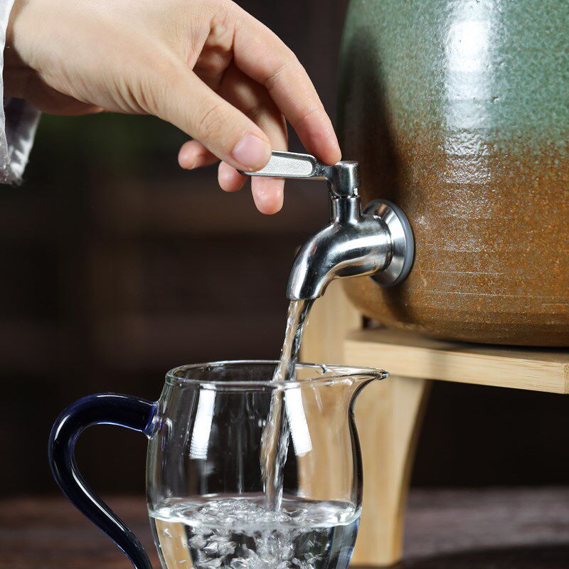 紫丰堂家用紫砂水缸冷水壶餐厅酱油醋壶手工日式小酒缸泡酒罐4.6L