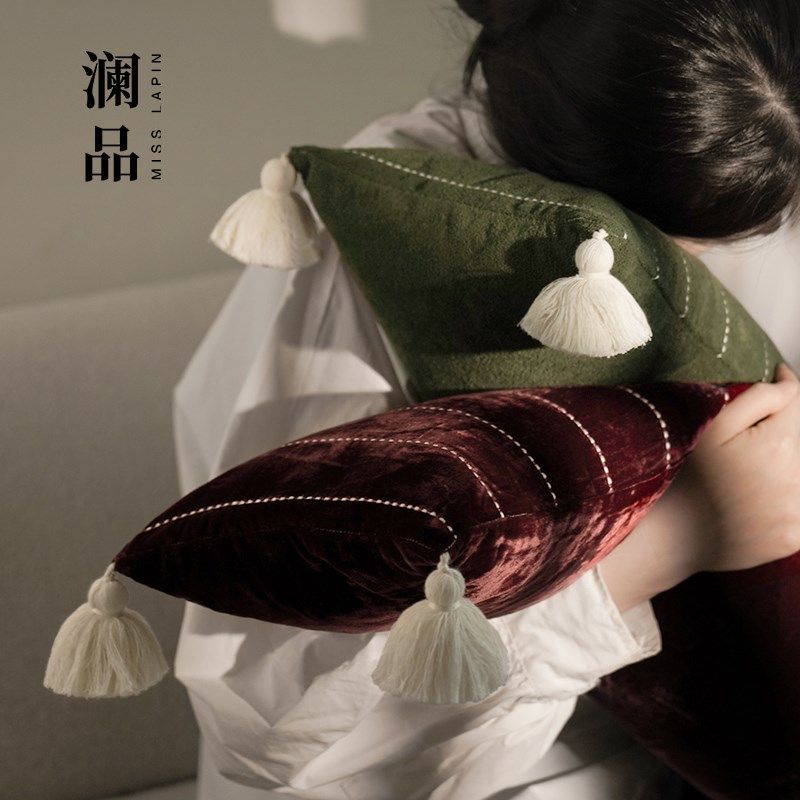 澜品童话圣诞节庆装饰长腰枕红绿色客厅沙发抱枕新年喜庆抱枕