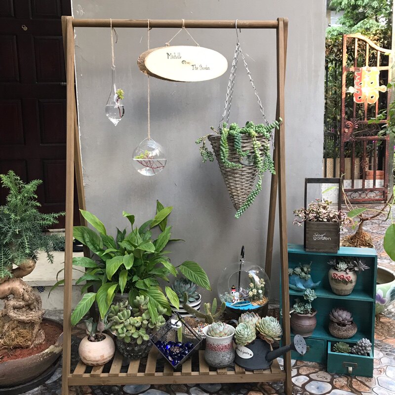 花架子实木质悬挂落地式户外阳台家用客厅吊兰爬藤多肉盆栽置物架