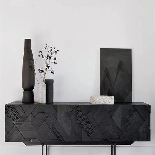 北欧轻奢复古电视柜客厅小户型中古工业风实木电视机柜诧寂风边柜