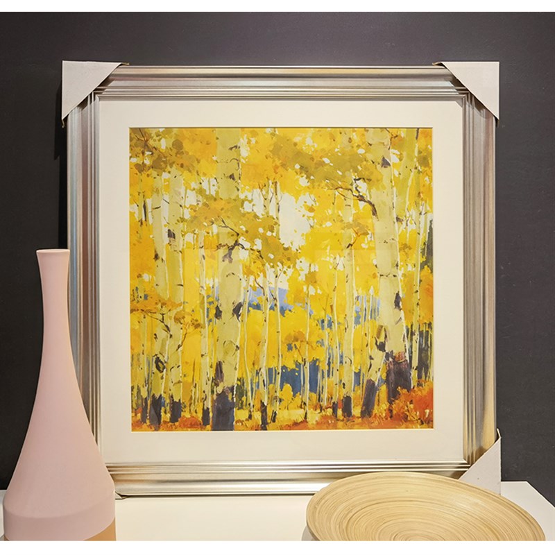 植物风景树林客厅沙发背景墙书房饭厅玄关家居店装饰画有框画银框