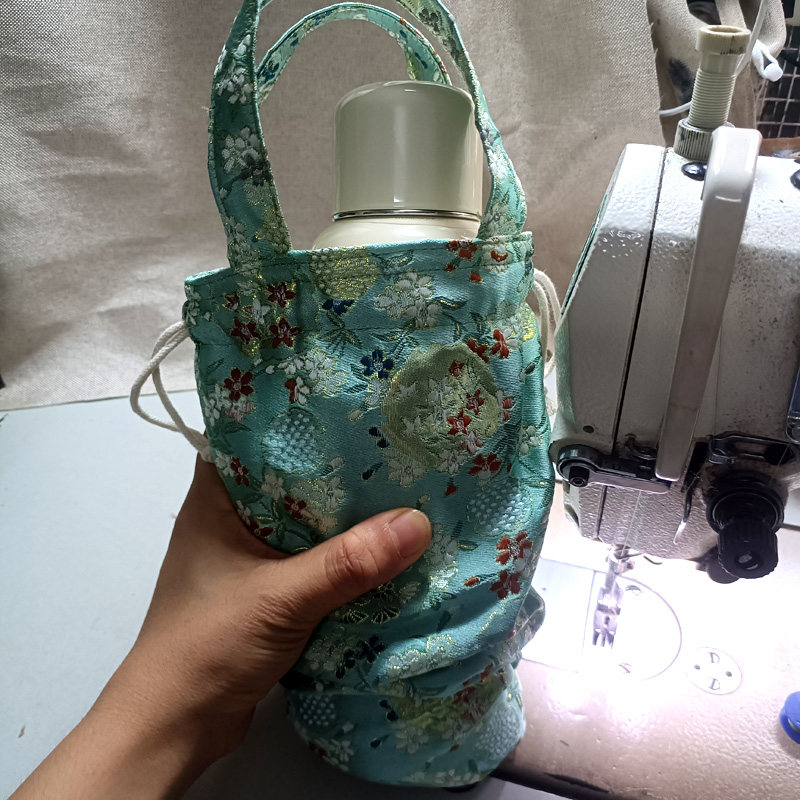 传家壶迷你收纳袋子织锦绿色手提抽绳束口保护套茶具收纳袋水壶袋