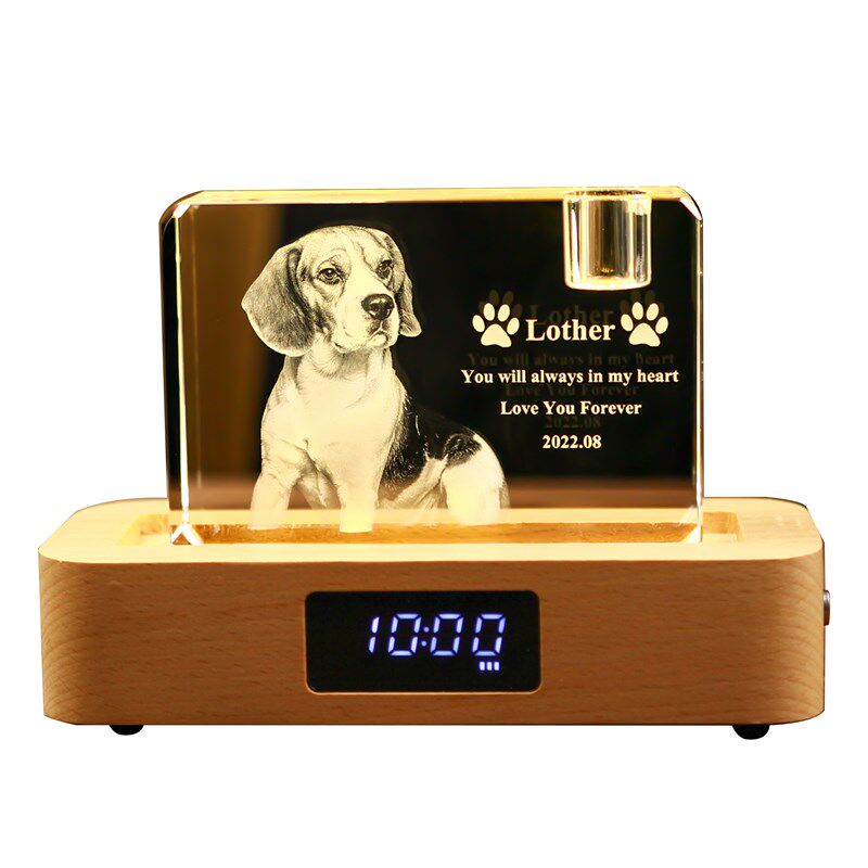 宠物照片定制水晶3D内雕纪念品摆件收纳狗狗猫咪毛发晶石预留打孔