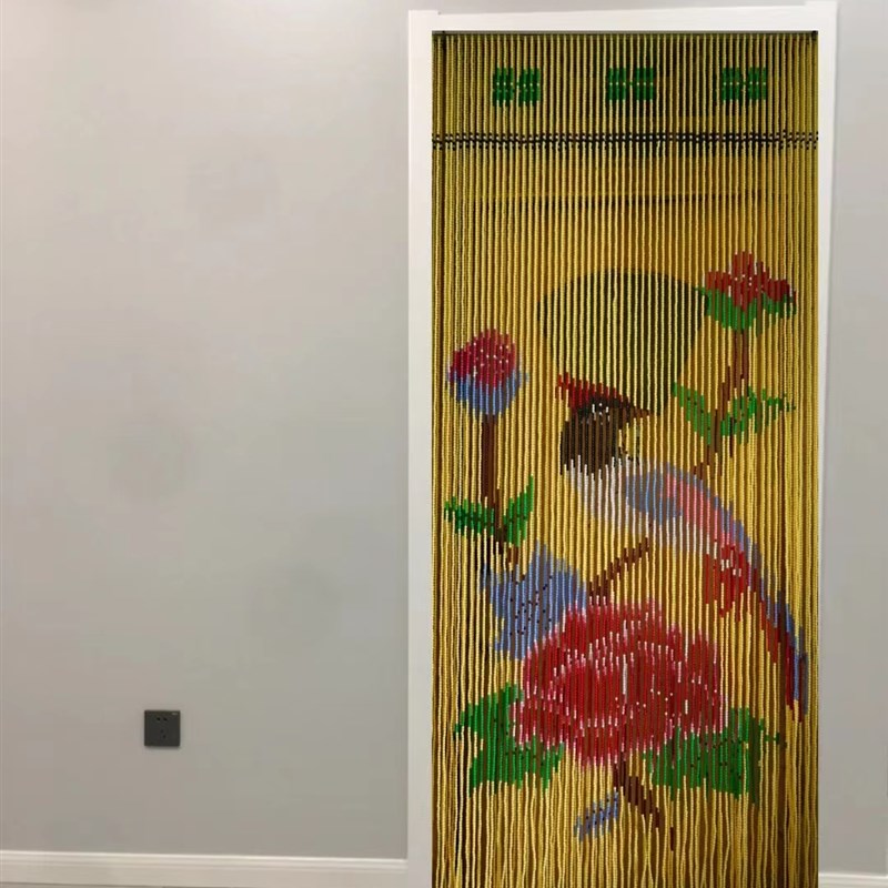 新款纯手工门帘玄关隔断珠帘挂帘复古屏风卫生间厕所帘成品