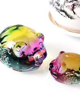 水晶小猪摆件水晶工艺品桌面摆设创意家居玄关摆件开业礼品可爱