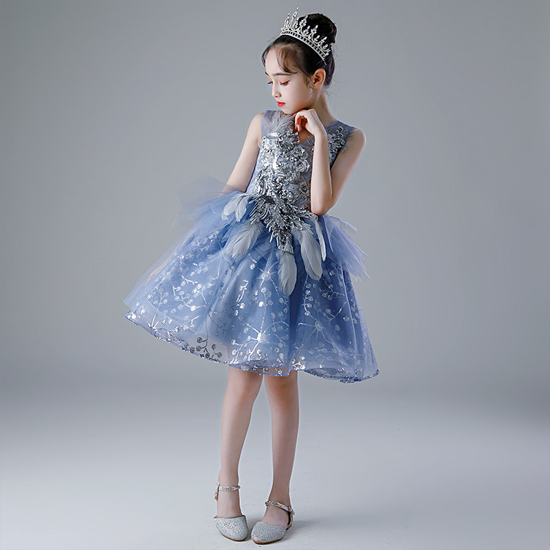 儿童礼服公主裙高端模特走秀洋气短款钢琴演奏女童主持人蓬蓬纱夏
