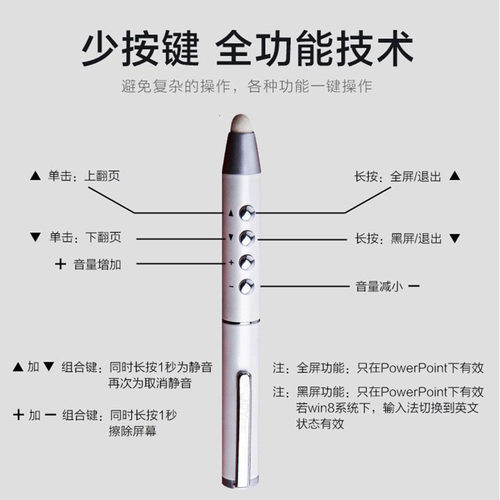 翻页笔ppt遥控笔可写字教师用多功能触控笔希沃电子白板笔三合一