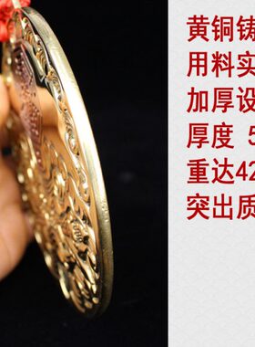 纯铜狮咬剑太极八卦镜兽头铜狮子挂牌大门窗口镜路冲剪刀挂件摆件