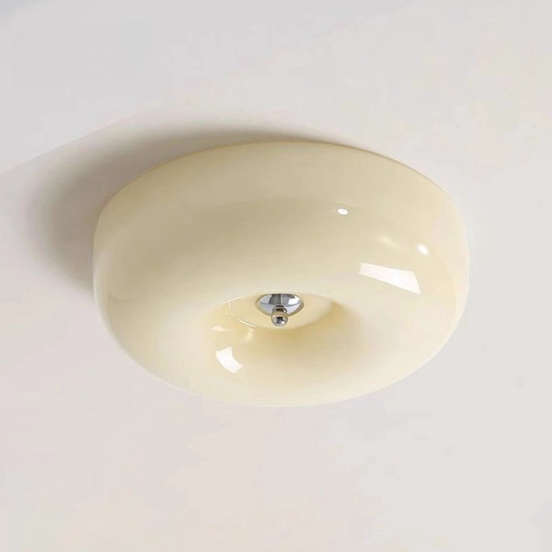 君卜中古奶油风布丁吸顶灯法式卧室书房阳台复古灯具简约儿童房灯