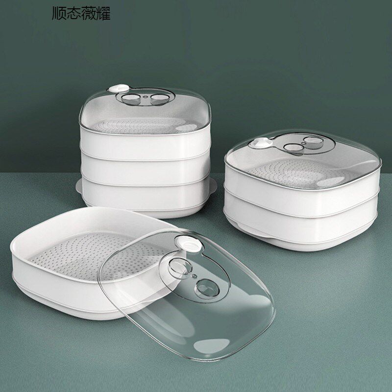 微波炉蒸笼专用器皿加热包子馒头加厚耐高温带盖家用蒸盒蒸米饭盒