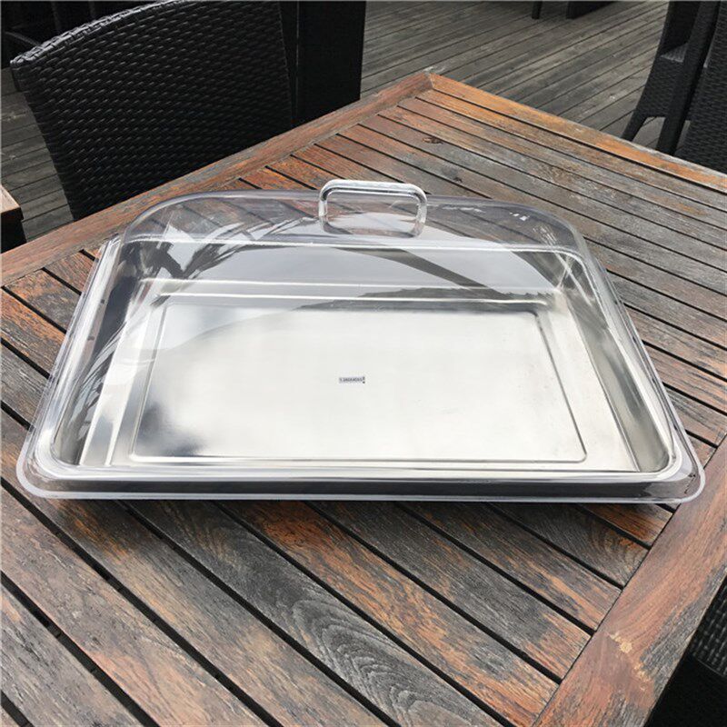 托盘带盖透明食品盖长方形塑料盖展示盘带盖面包盖点心餐盖防尘罩