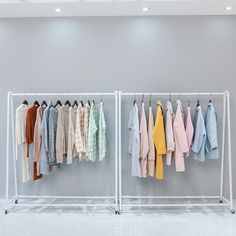 服装店展示架落地式白色龙门架货架女装衣服架子可移动挂衣架带轮