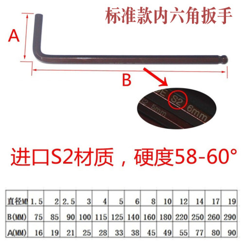 内六角扳手套装1.52.5 3 4 5 6 8 10 12 14 1719mm加长特长L型6角