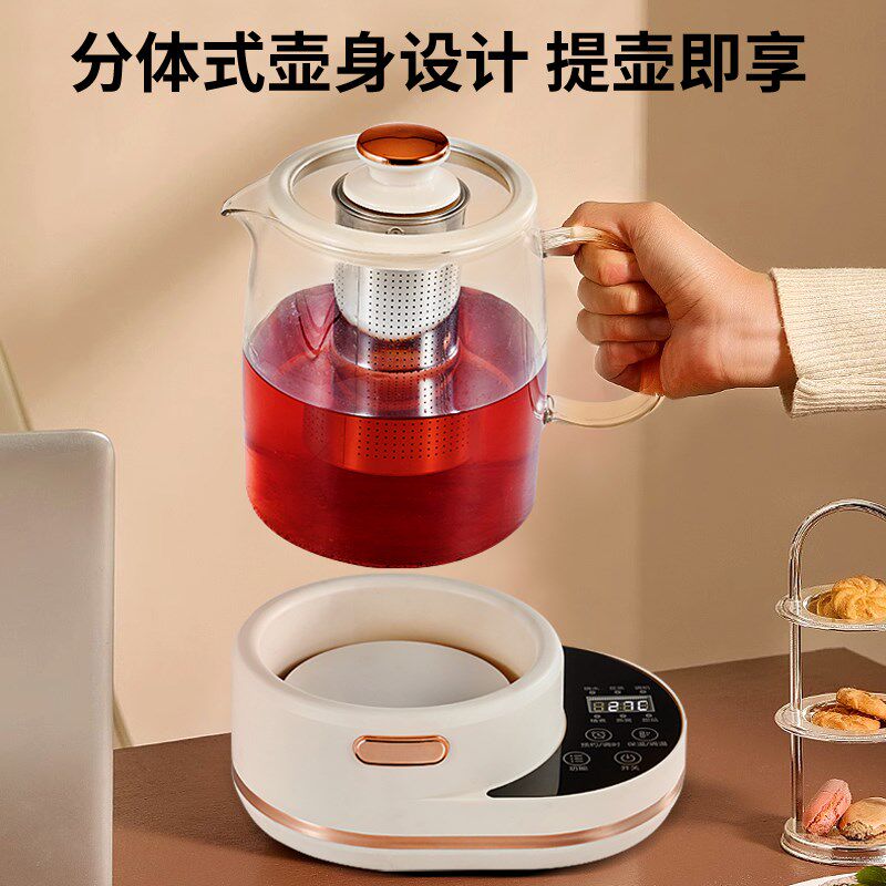 多功能全玻璃养生壶0胶水花茶壶煮茶器恒温调奶壶电烧水壶炖煮杯