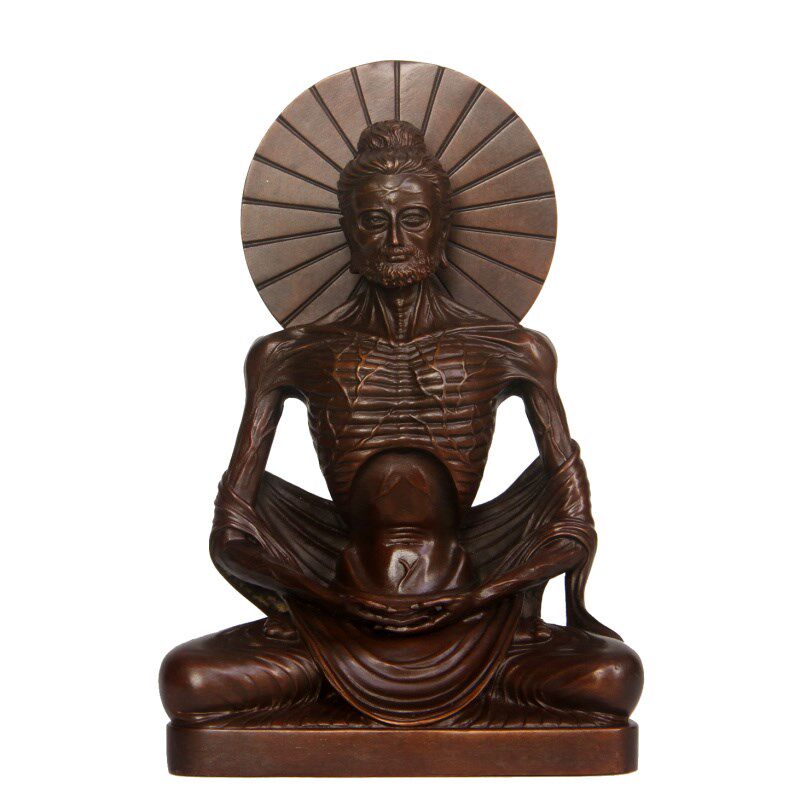 真古意 紫铜苦行僧佛像摆件释迦牟尼佛苦修佛居家寺庙供奉工艺品