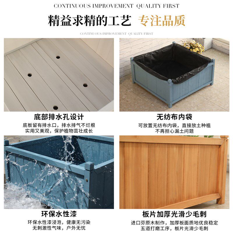 防腐木正方形特大号种菜专用箱花盆室外楼顶天台庭院子花园种植箱