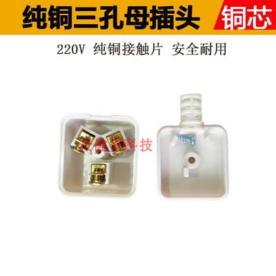 家用220V三孔电源公母插头10A三脚公母插座纯铜片三极3角插座250V