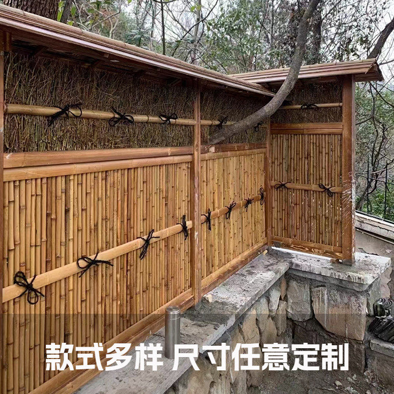 竹篱笆栅栏日式庭院门户外防腐竹排围墙护栏隔断民宿别墅竹子围栏