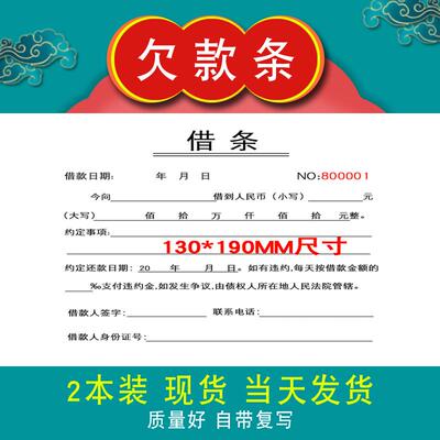借条个人正规单据法律欠条本欠款单专业货款欠条通用民间二联借款