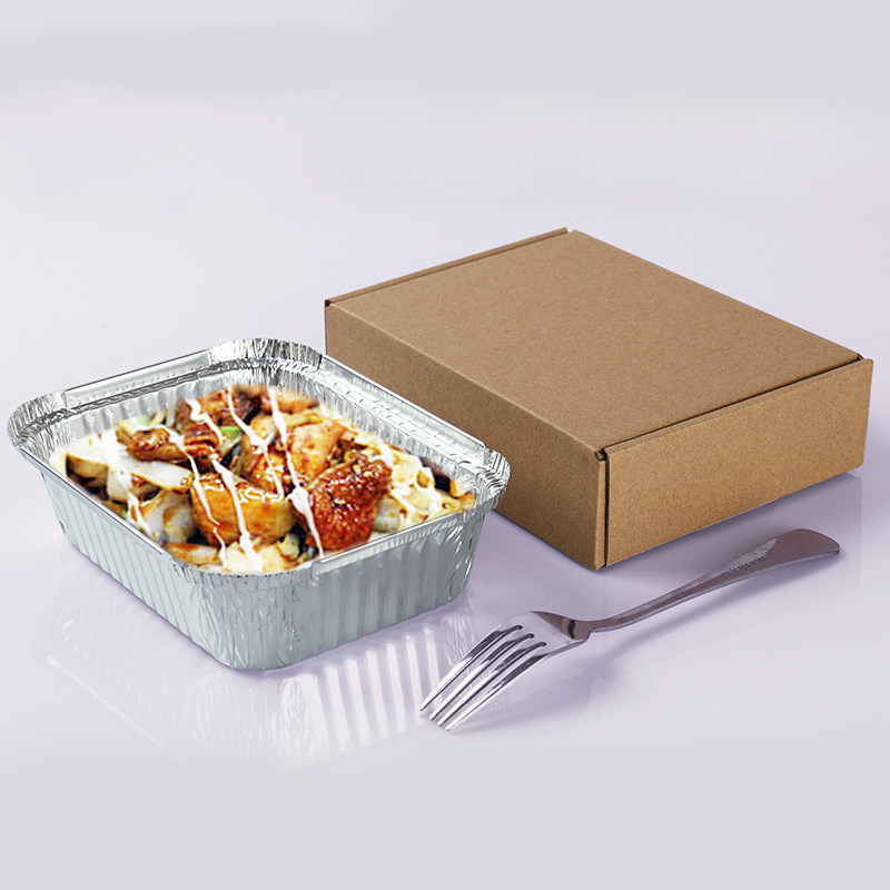 高档打包盒锡纸盒一次性龙虾焗饭盖浇饭外卖快餐盒长方形便当盒子