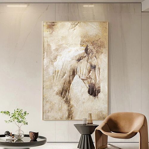 大幅客厅画落地装饰画黑白马到成功艺术壁画沙发墙画走廊玄关挂画