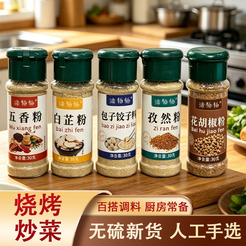 厨房五宝白胡椒调味料撒料香辣孜然粉辣椒粉烤肉炸串蘸料家用