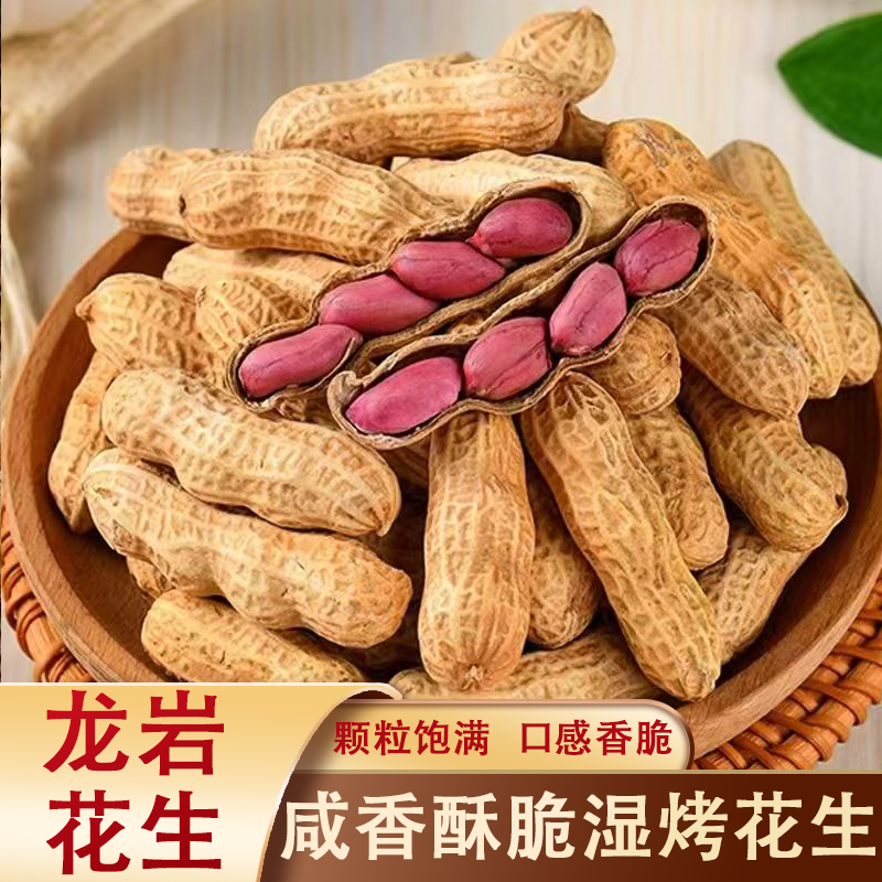 闽西龙岩湿烤红衣花生带壳咸香酥脆特产红皮下酒菜解馋小零食