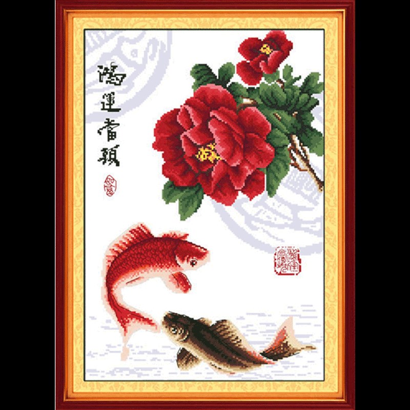 十字绣线绣2025新款自己全绣客厅手绣房间装饰年年有余鱼餐厅饭厅