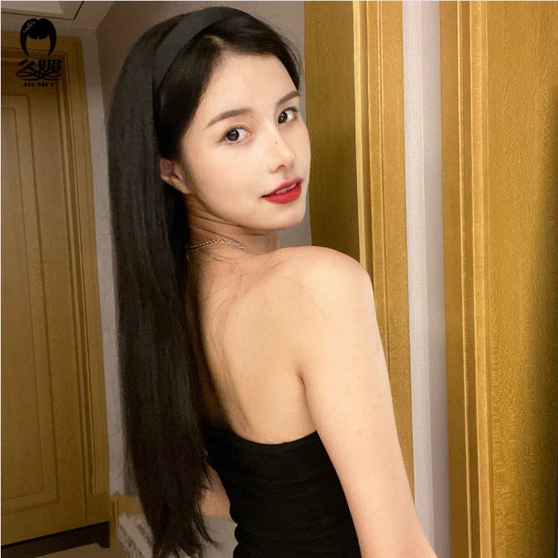懒人发箍假发女真发半头套一体无痕网红U型长直发 可拆卸随意烫染