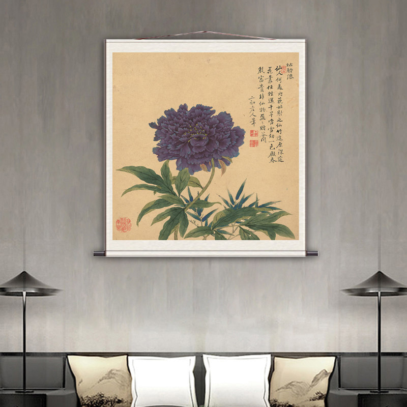 邹一贵花鸟斗方挂画酒店装饰玄关壁画沙发背景靠山字画名家丝绸画