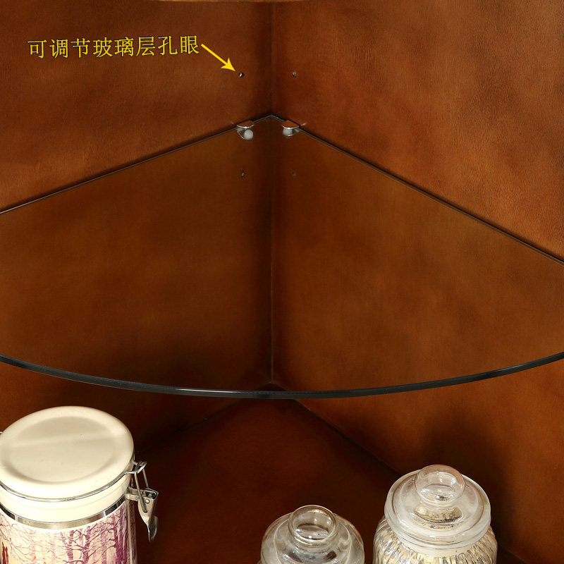 美式全实木角柜客厅三角形圆弧墙角柜欧式餐边转角玻璃酒柜靠墙矮