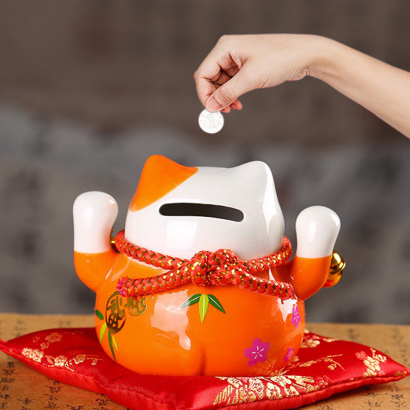灵机麦玲玲2026马年招财猫摆件开业陶瓷存钱罐金钱猫店铺前台家居