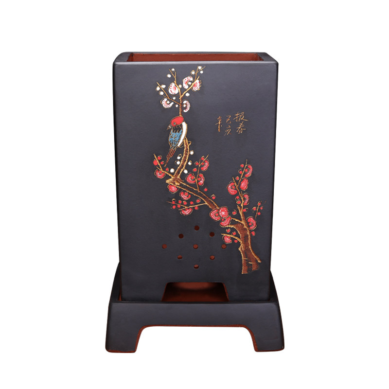 宜兴紫砂兰花专用盆四方形高档点彩盆景陶瓷室内家用蕙兰墨兰花盆