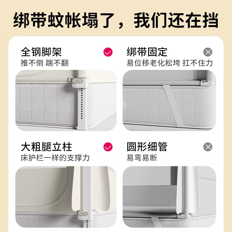 兔贝乐2025儿童升降防摔蚊帐大床围栏婴儿家用卧室儿童一体式蚊帐