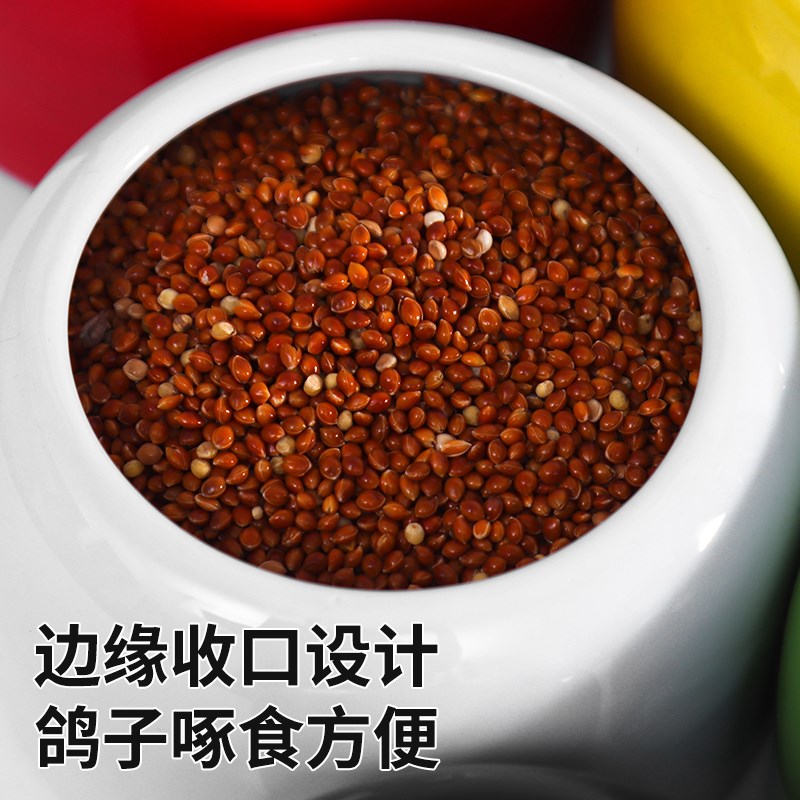 鸽子用品鸽具彩釉陶瓷食罐水槽鸟用八哥鹦鹉食槽鸽笼防撒防溅槽