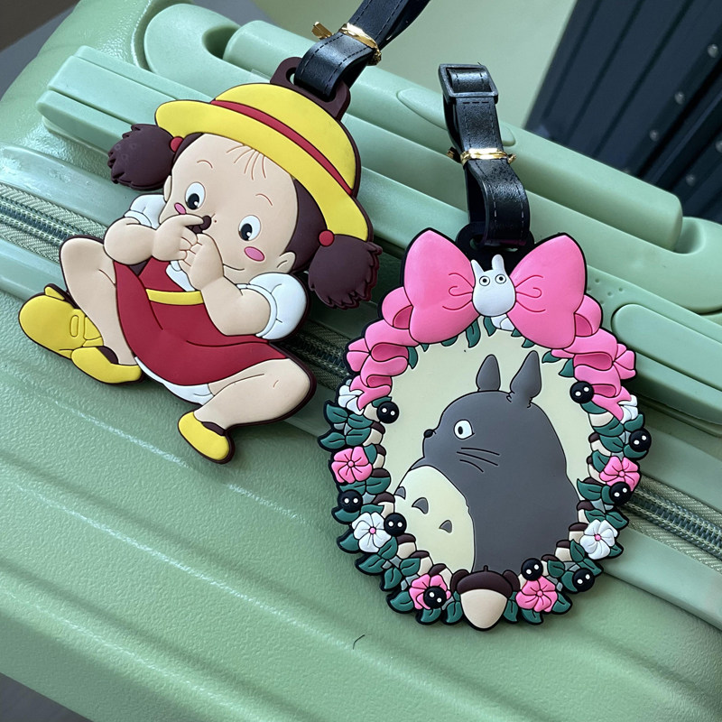 旅游用品外贸款卡通花边龙猫造型PVC软胶行李牌箱包识别挂件挂牌