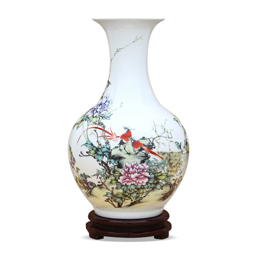 景德镇陶瓷花瓶博古架摆设客厅插花摆件富贵延年酒店装饰工艺品
